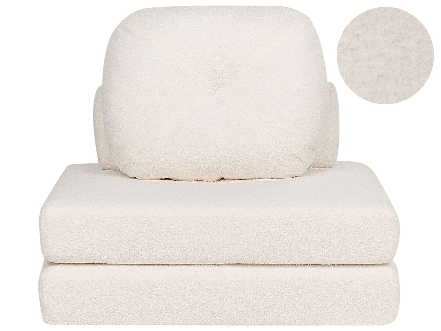 Sofa Pouffe Bed White Boucle Single Sleeper Foldout Chair