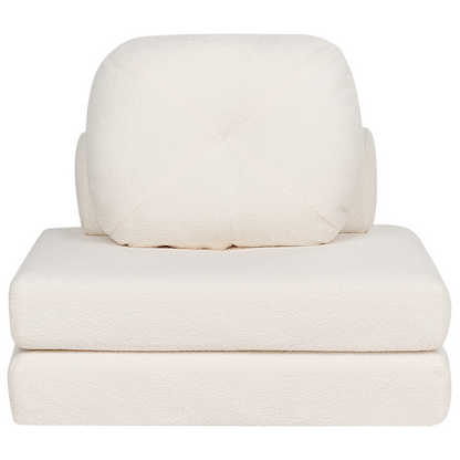 Sofa Pouffe Bed White Boucle Single Sleeper Foldout Chair
