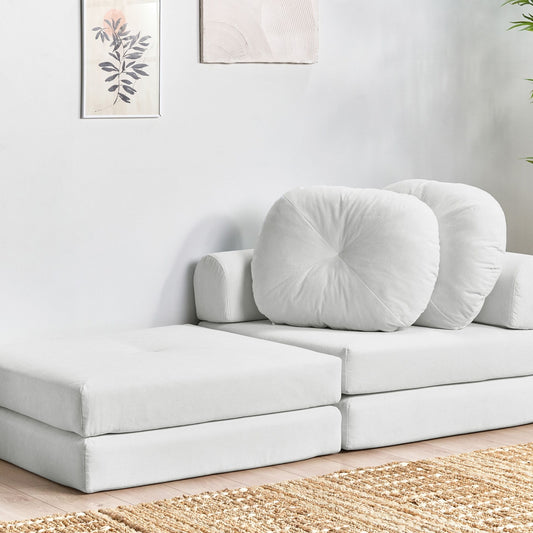 Sofa Pouffe Bed White Jumbo Cord Convertible Sleeper