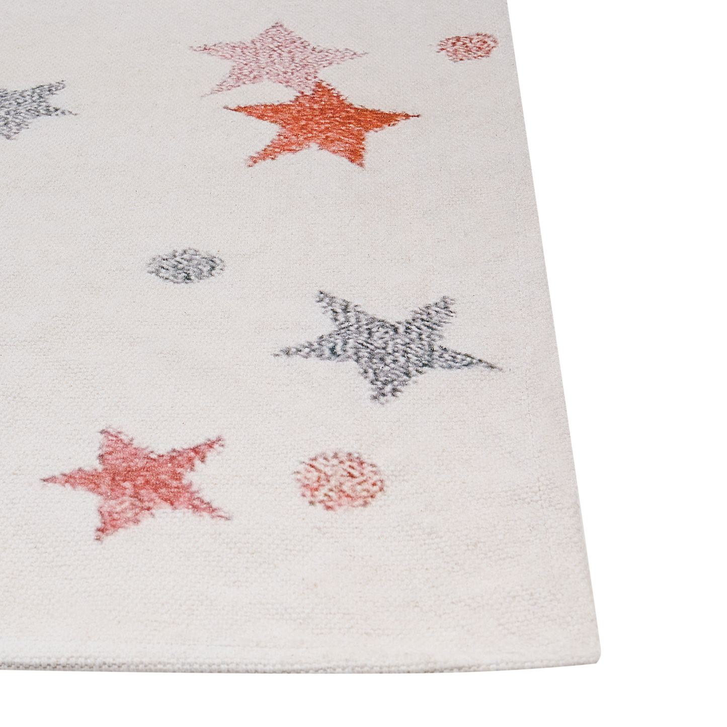 Area Rug Low Pile White Multicolor Cotton Stars 140 x 200cm