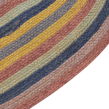 Kids Handwoven Jute Area Rug 70 X 100cm Oval Multicolour