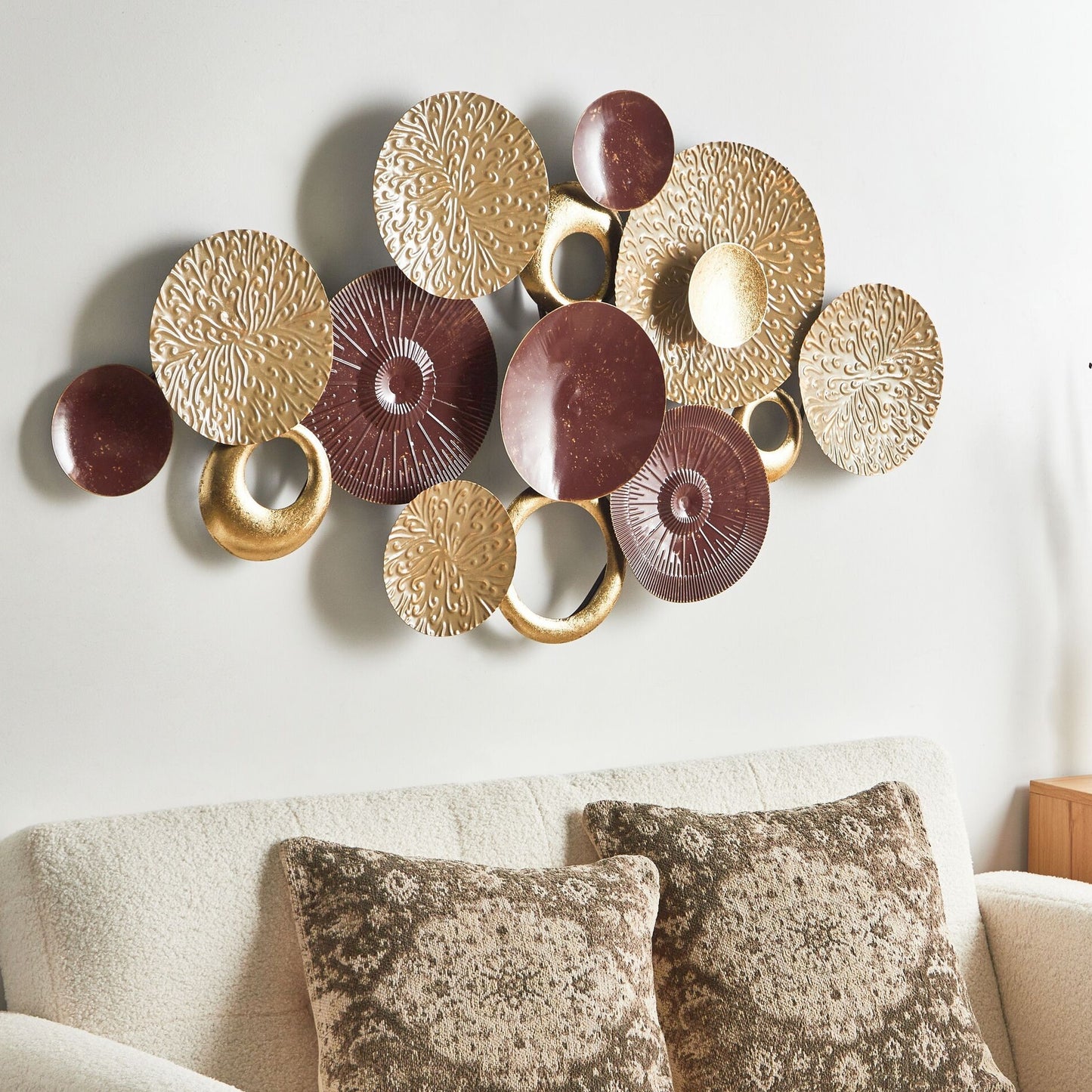 Geometric Iron Wall Sculpture Gold Brown Modern Wall Art