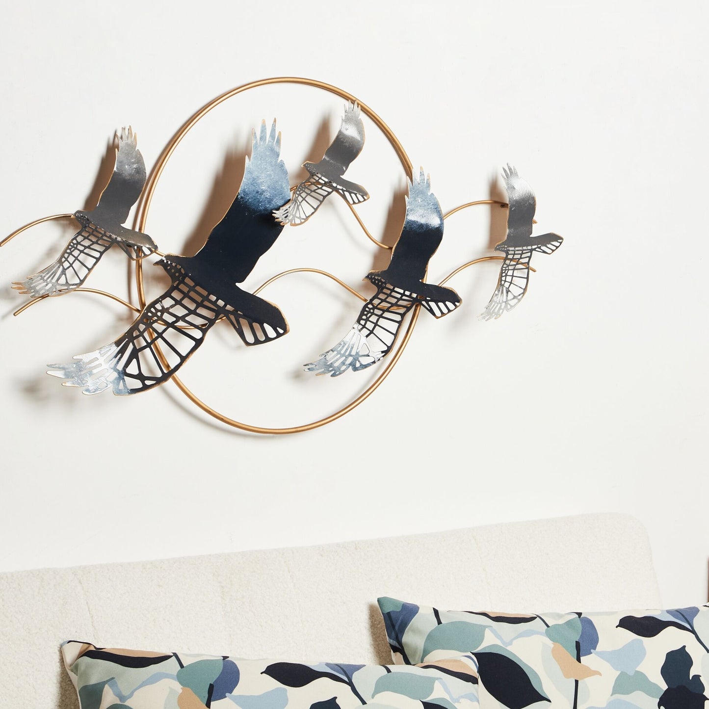 Multicolour Iron Bird Wall Sculpture Modern Abstract Glam Wall Decor For Living Room