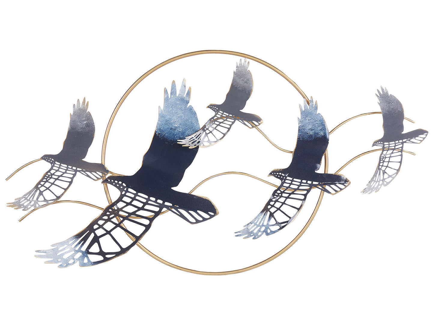 Multicolour Iron Bird Wall Sculpture Modern Abstract Glam Wall Decor For Living Room