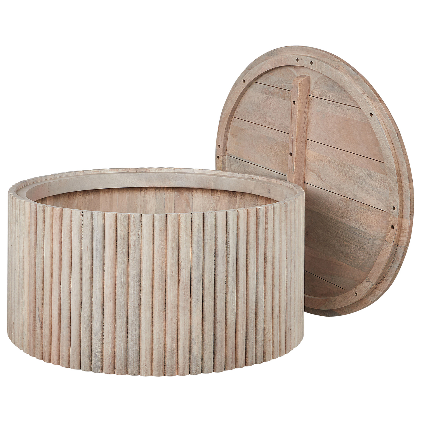 Mango Wood Co Coffee Table With Storage 70cm Light Mango Wood Finish Classic Modern Living Room