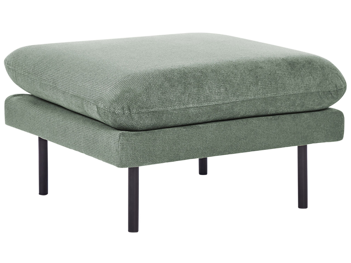 Ottoman Pillow Top Green Chenille Footstool With Metal Legs