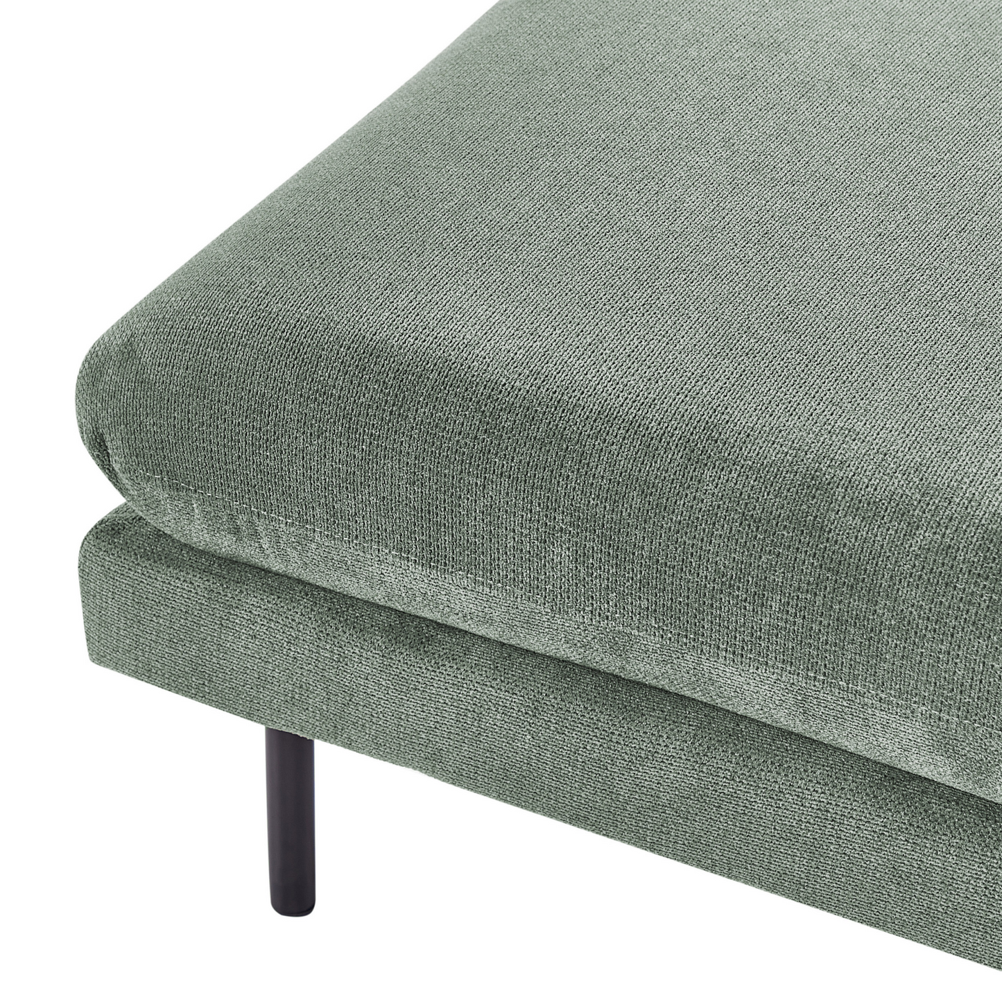 Ottoman Pillow Top Green Chenille Footstool With Metal Legs