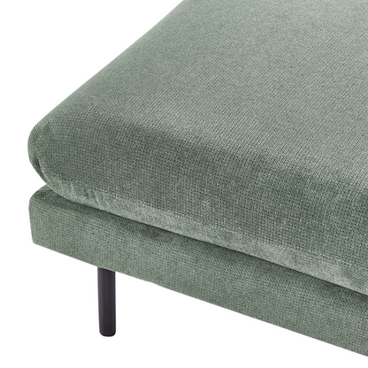 Ottoman Pillow Top Green Chenille Footstool With Metal Legs