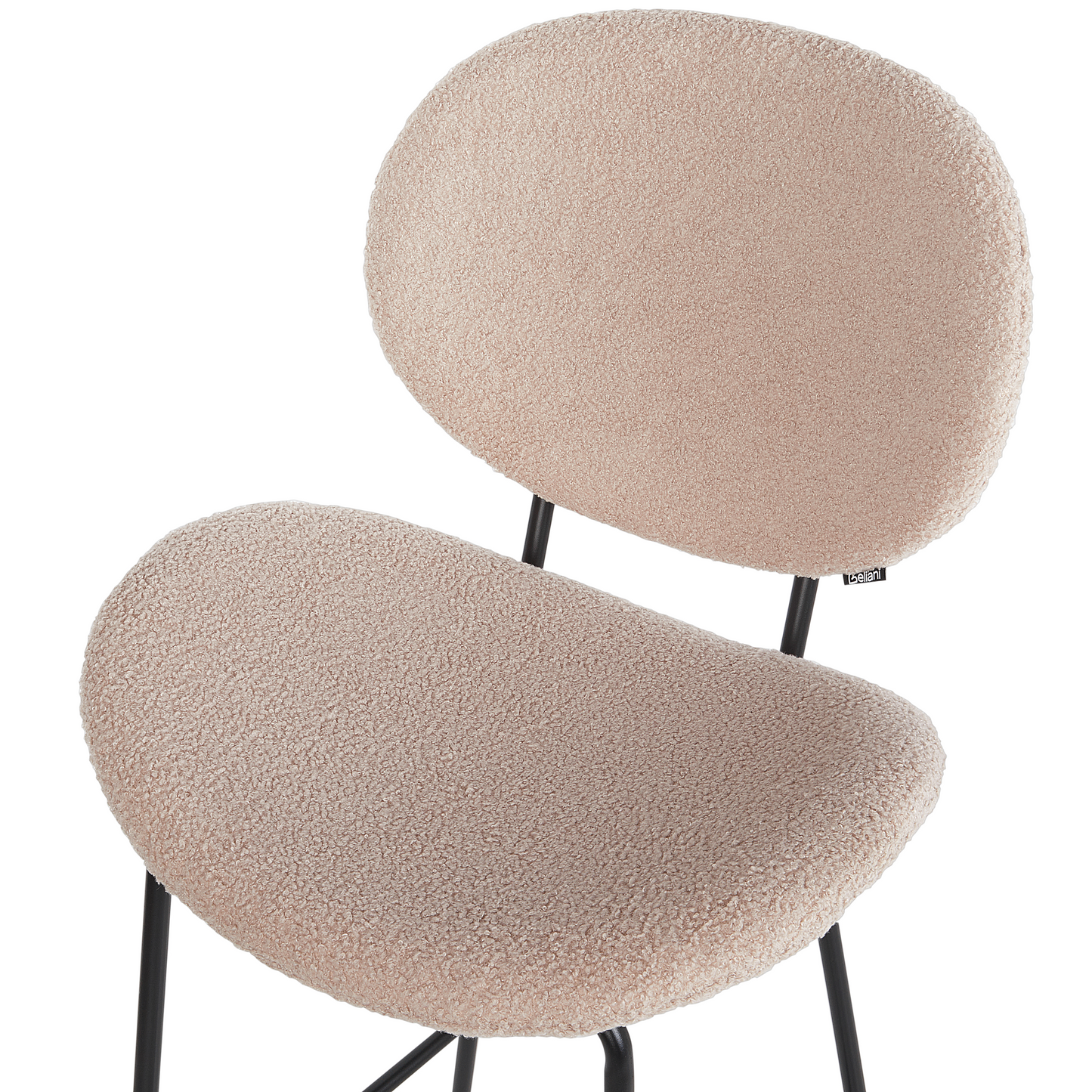 Boucle Bar Chairs Set Of 2 Light Beige Armless Iron Legs