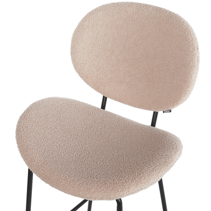 Boucle Bar Chairs Set Of 2 Light Beige Armless Iron Legs