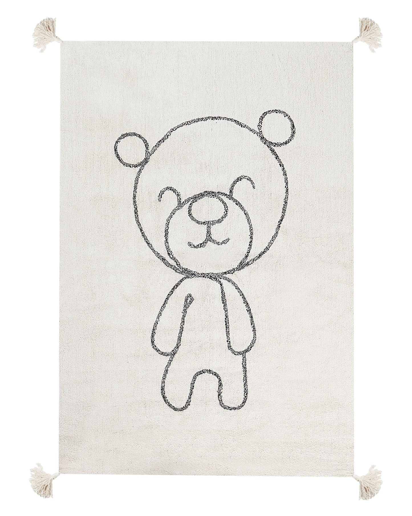 Kids Teddy Bear Print Rug 140 x 200cm Beige Cotton