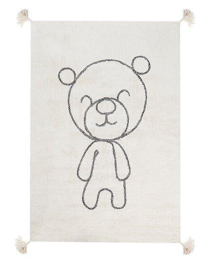 Kids Teddy Bear Print Rug 140 x 200cm Beige Cotton