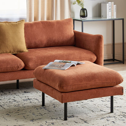 Ottoman Footstool Golden Brown Chenille Pillow Top