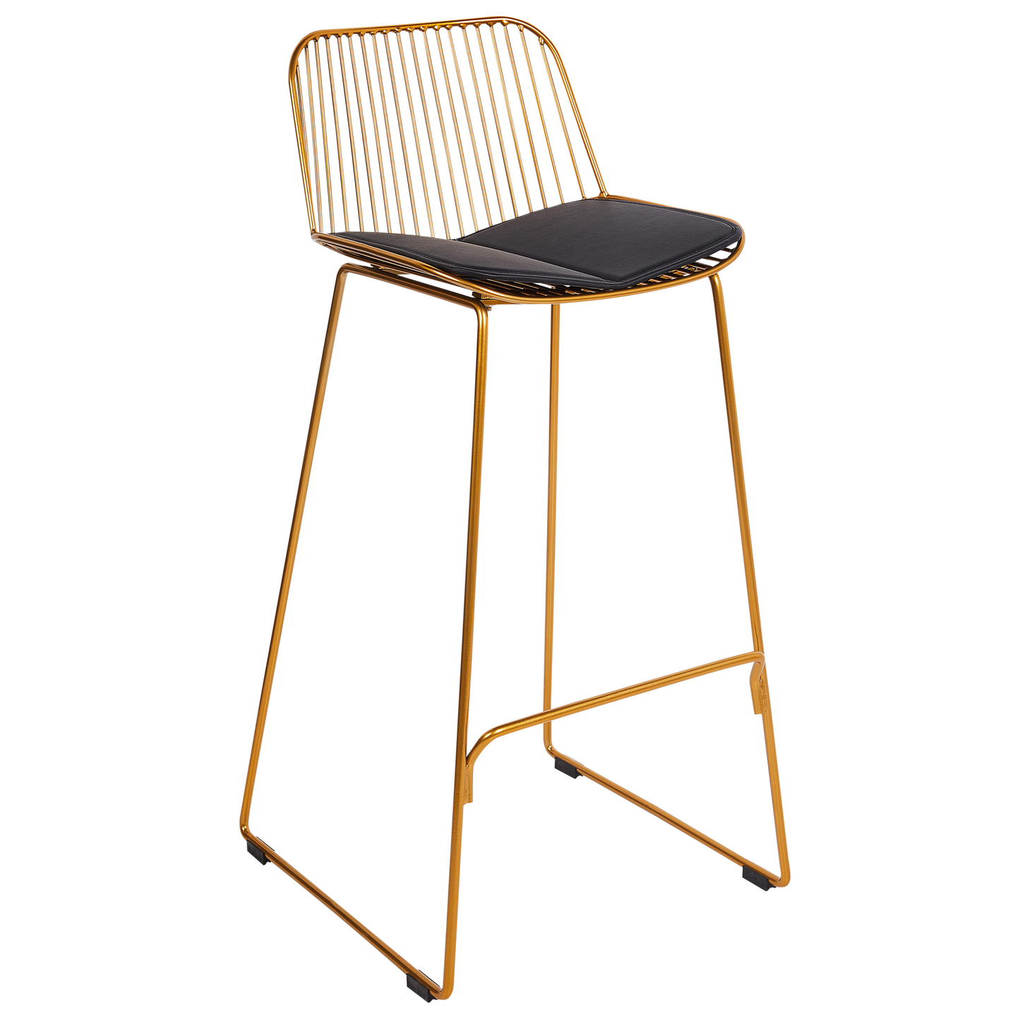 Bar Chairs Of 2 Gold Wire Design Faux Leather Black Seat