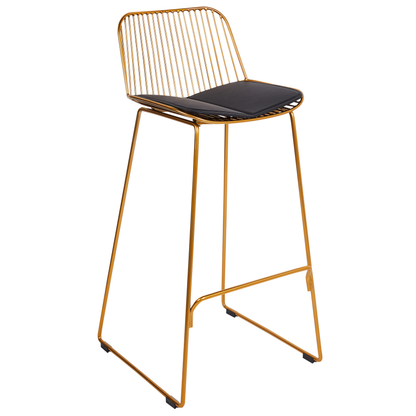 Bar Chairs Of 2 Gold Wire Design Faux Leather Black Seat