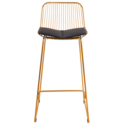 Bar Chairs Of 2 Gold Wire Design Faux Leather Black Seat