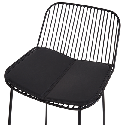 Aura Living Set of 2 Bar Chairs Black Wire Design Faux Leather Pads