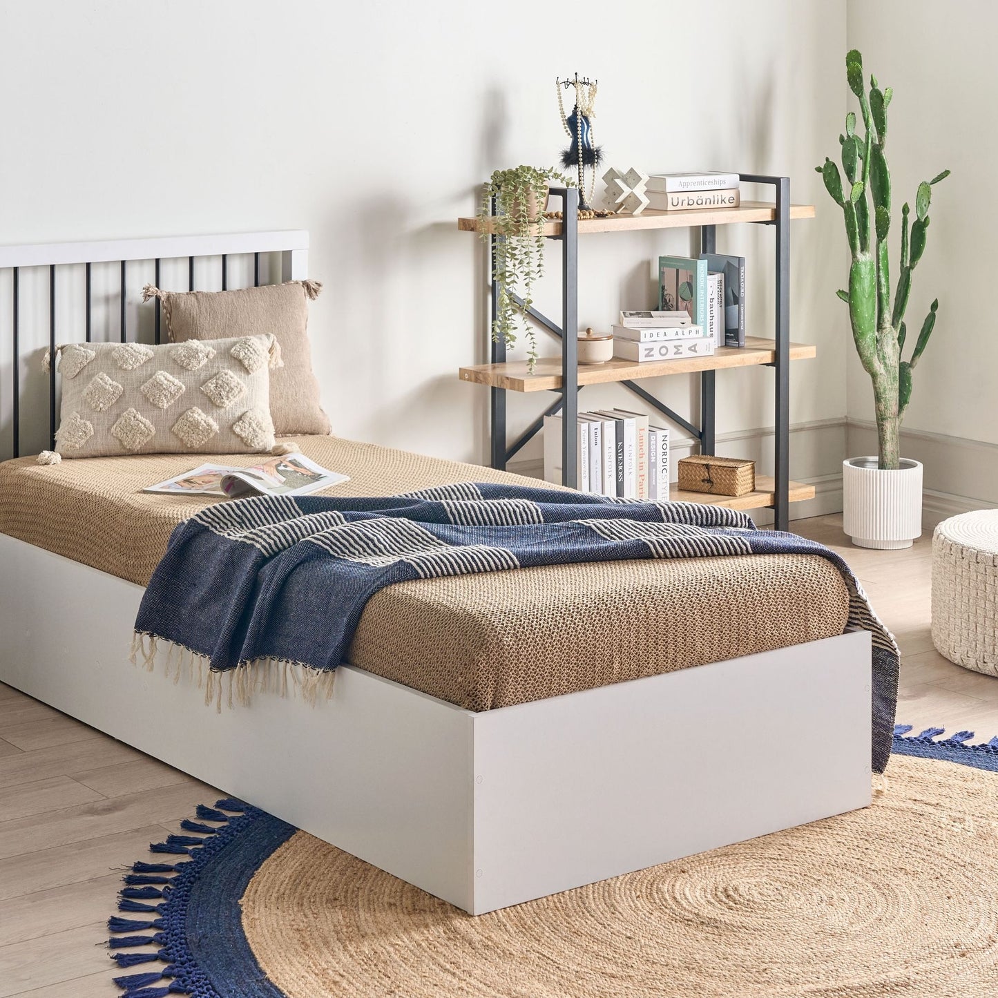 EverRest Slatted Bed Frame White 90x200 Ottoman Storage EU Single