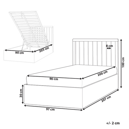 EverRest Slatted Bed Frame White 90x200 Ottoman Storage EU Single