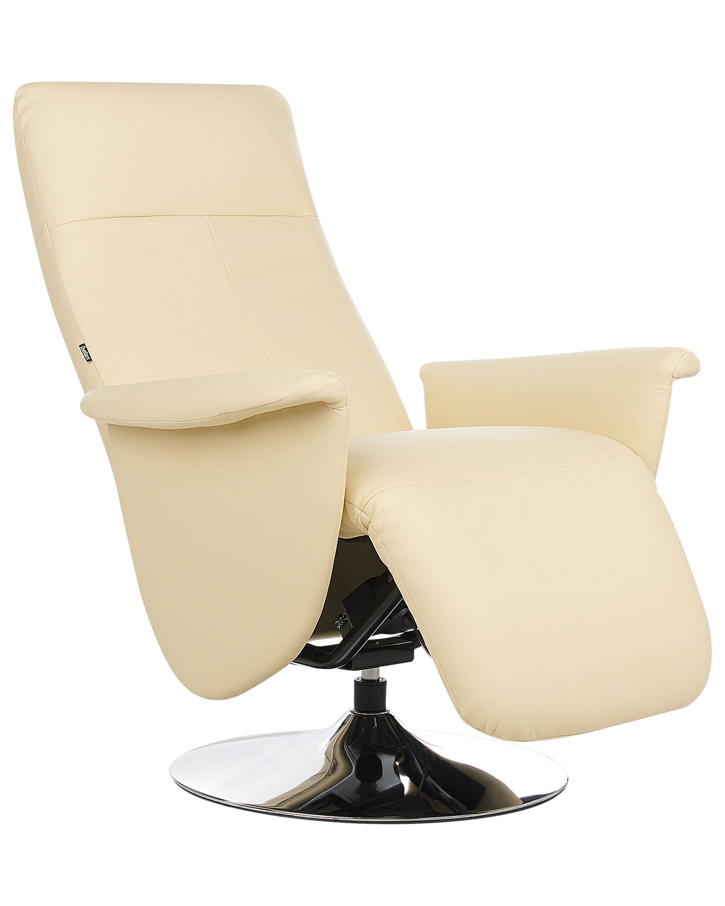 Reclining Armchair Light Beige Faux Leather with Adjustable Back and Pull Out Footstool