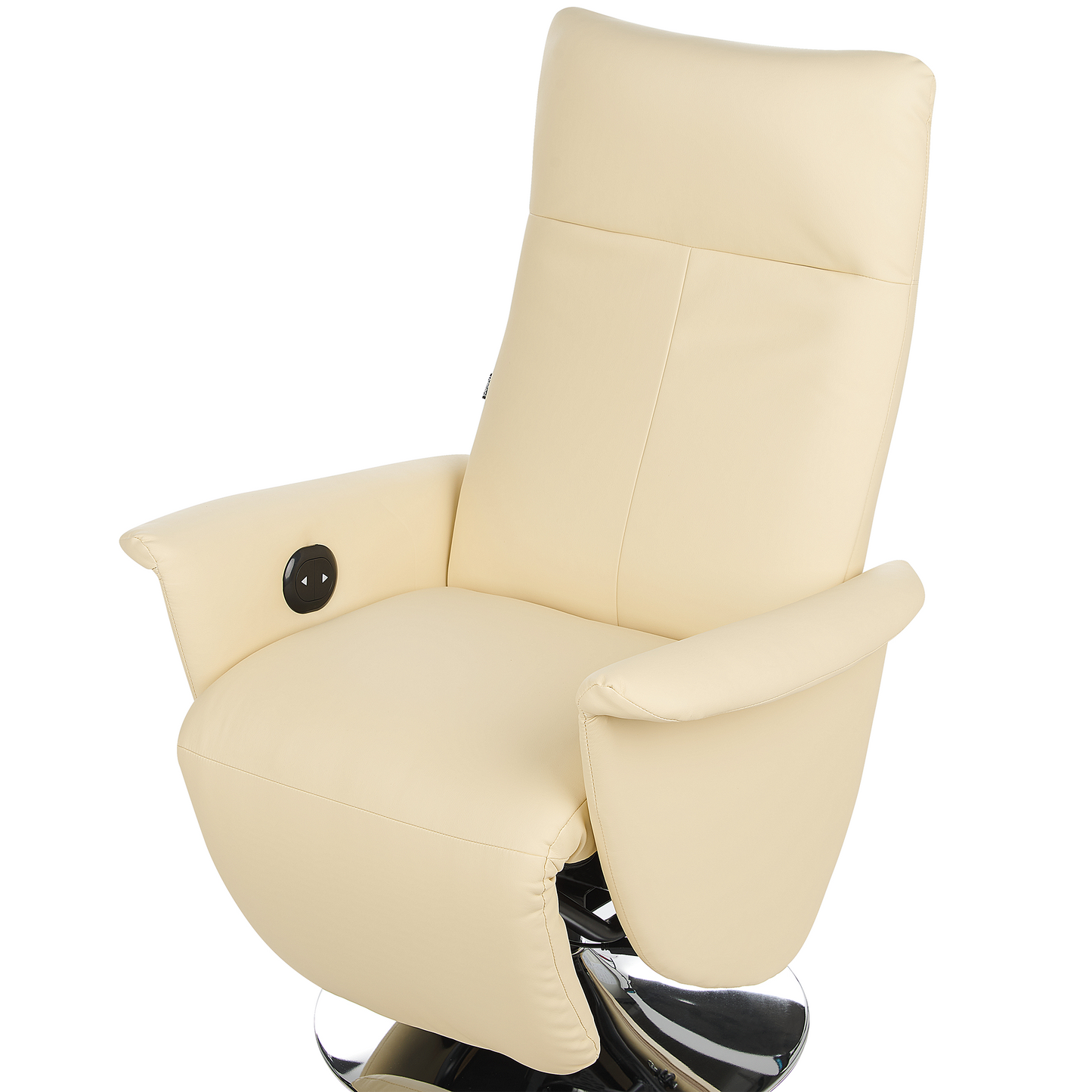 Reclining Armchair Light Beige Faux Leather with Adjustable Back and Pull Out Footstool