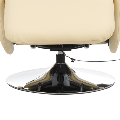 Reclining Armchair Light Beige Faux Leather with Adjustable Back and Pull Out Footstool