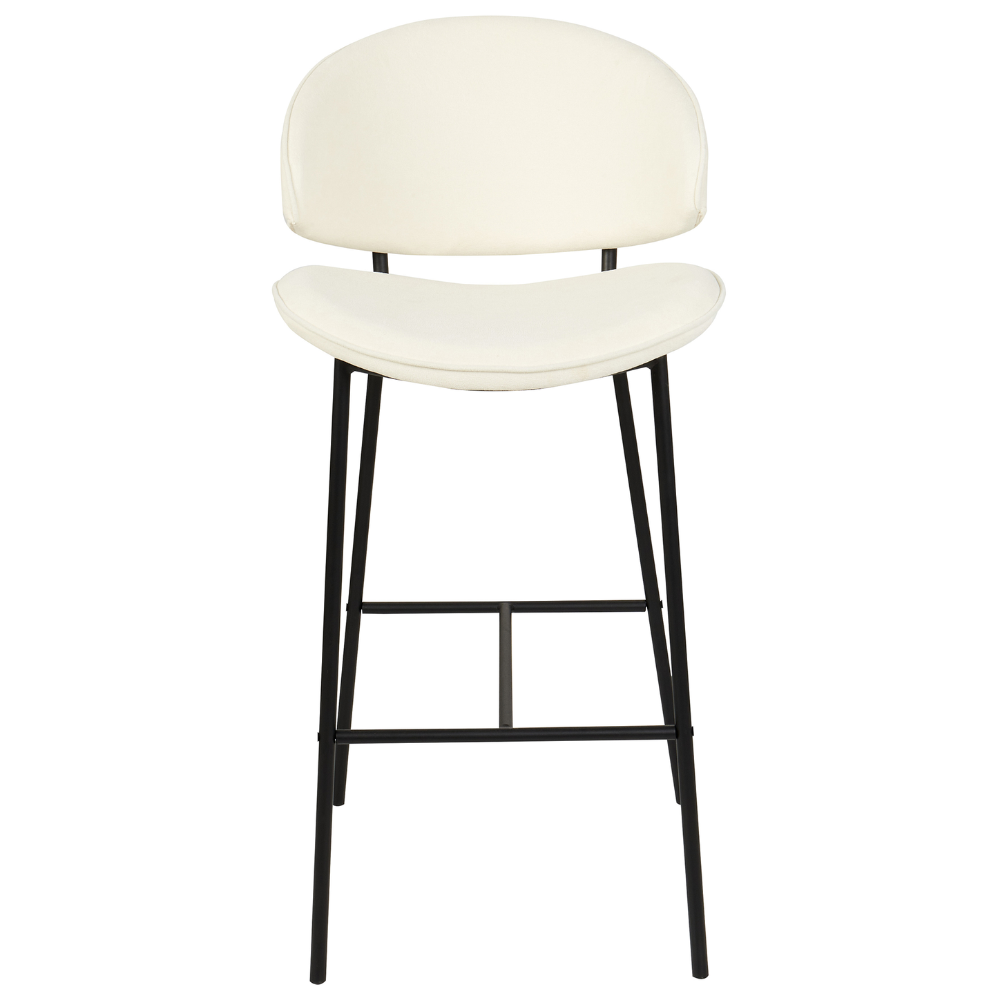 Set Of 2 Dining Bar Chairs Light Beige Fabric Black Metal Legs