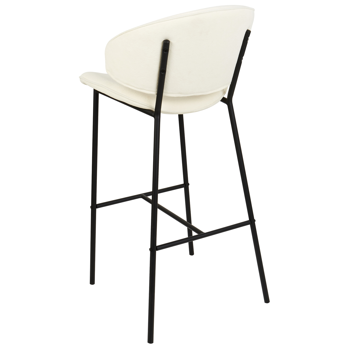 Set Of 2 Dining Bar Chairs Light Beige Fabric Black Metal Legs
