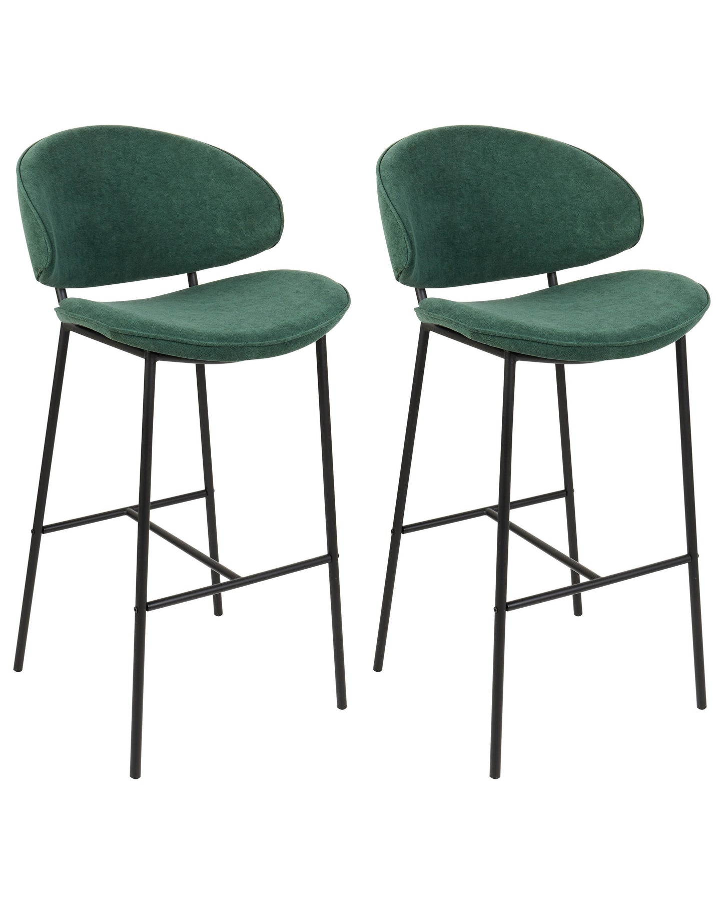 Living Set Of 2 Green Bar Chairs Armless Curved Backrest