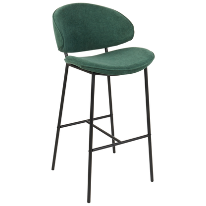 Living Set Of 2 Green Bar Chairs Armless Curved Backrest