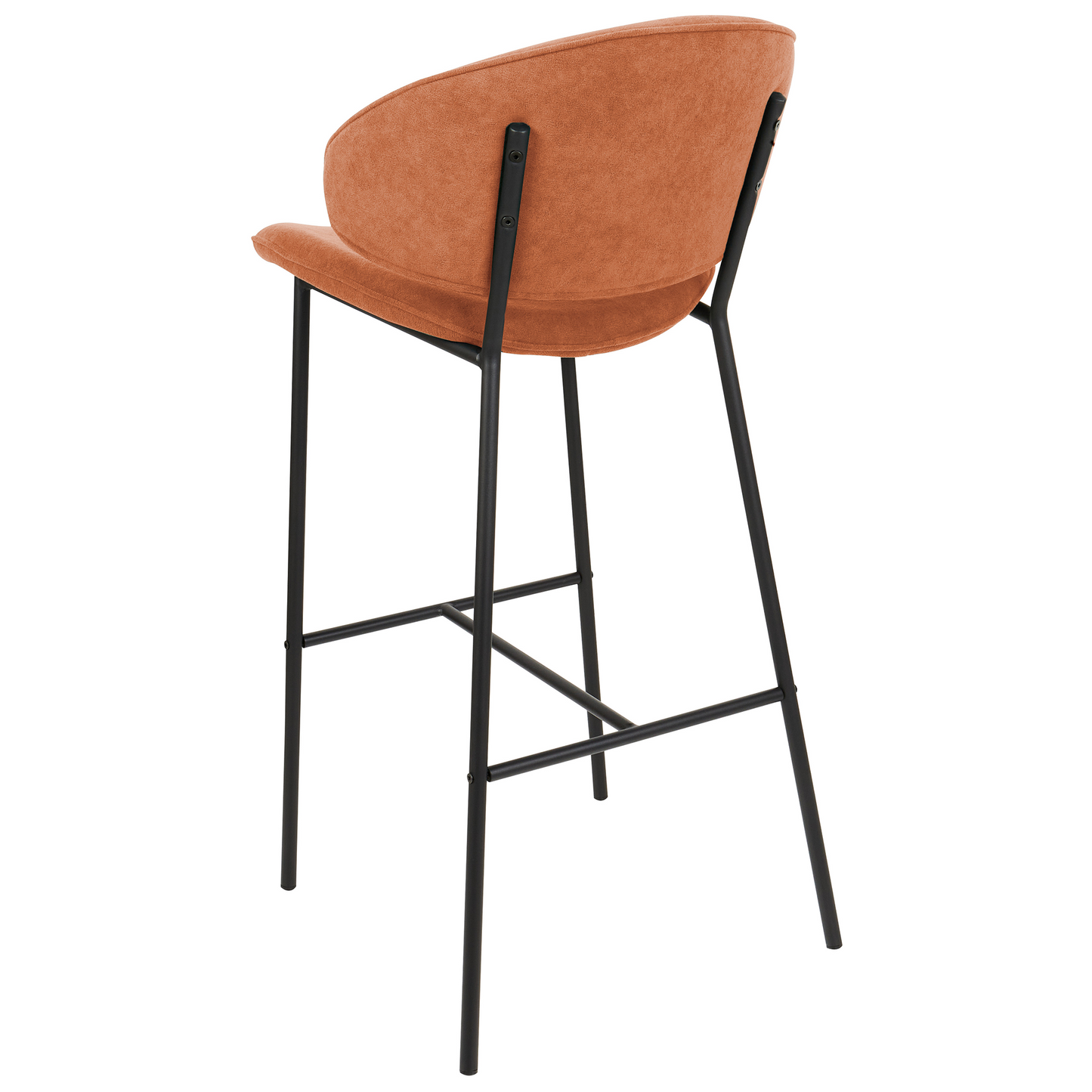 Set Of 2 Orange Fabric Dining Bar Chairs Black Metal Legs