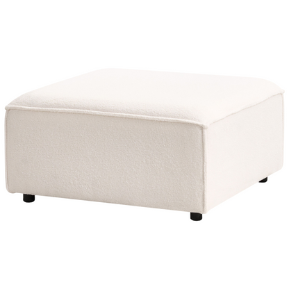White Boucl? Square Ottoman Modern Living Room Stool