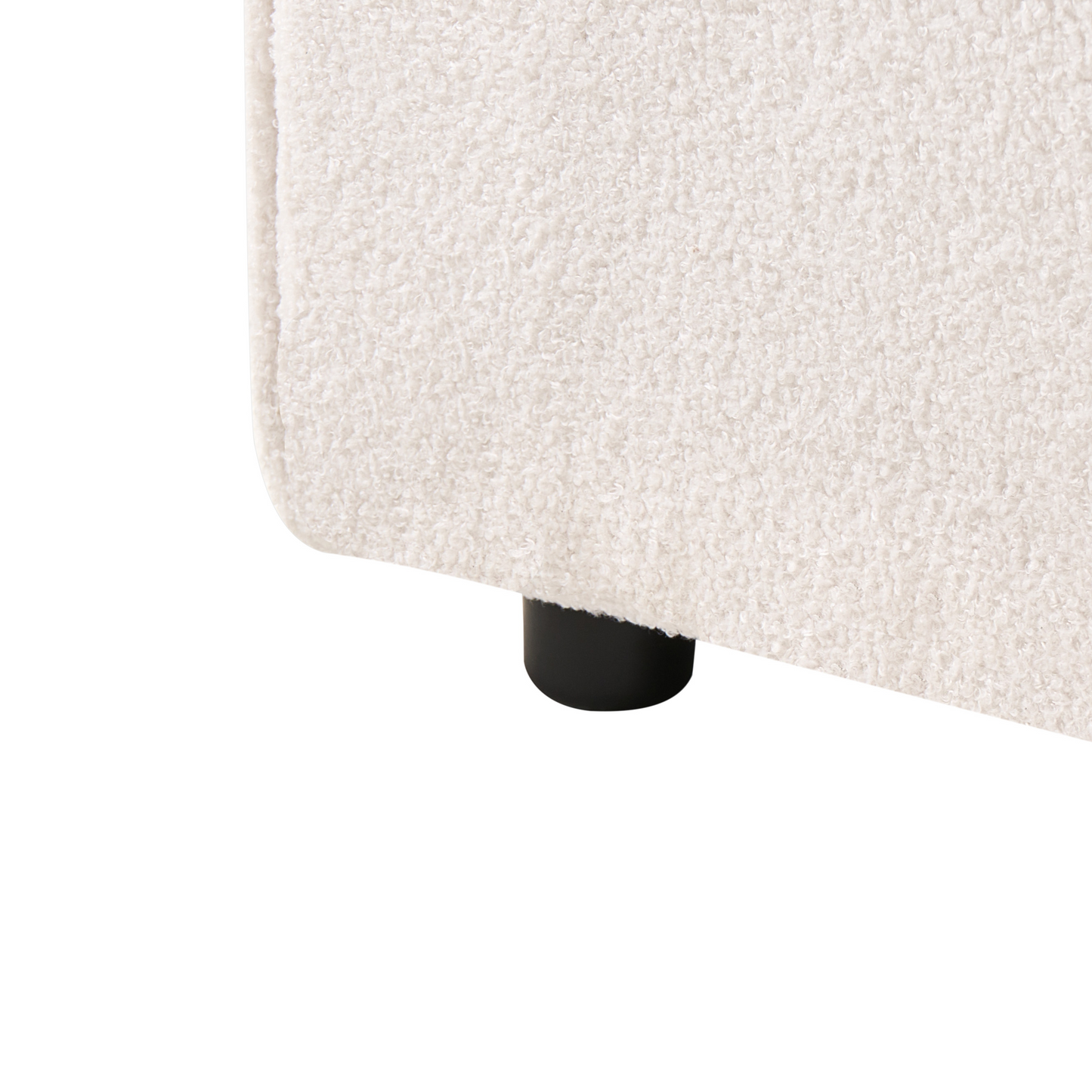 White Boucl? Square Ottoman Modern Living Room Stool