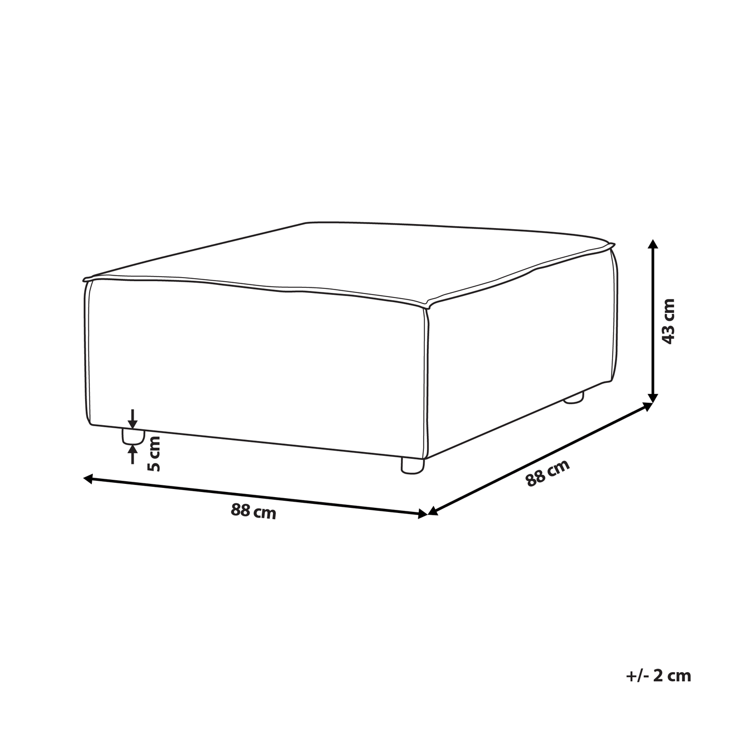 White Boucl? Square Ottoman Modern Living Room Stool