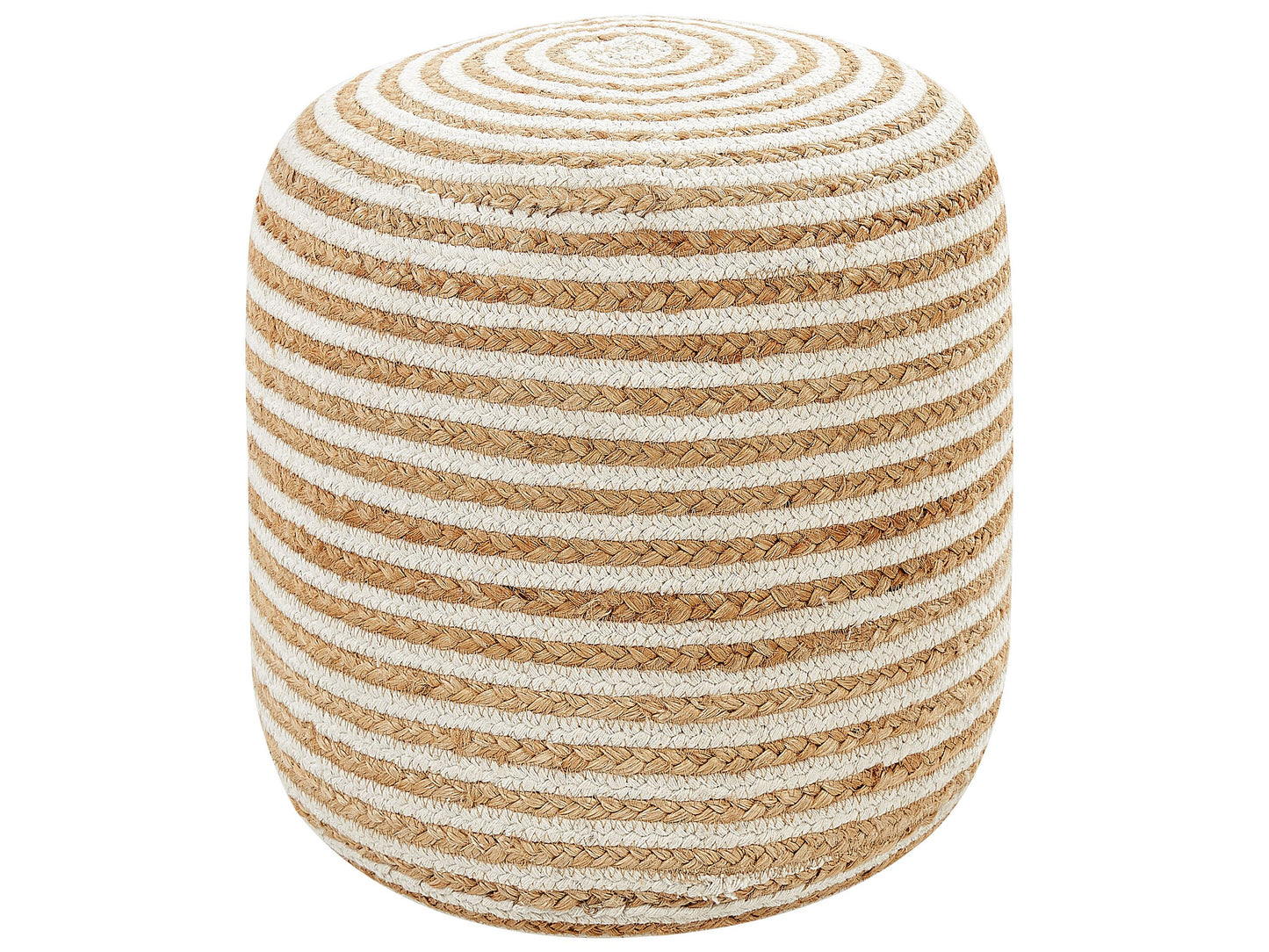 Pouffe Braided Beige Jute 40cm Round Boho Style