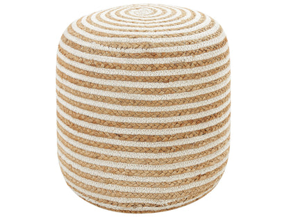 Pouffe Braided Beige Jute 40cm Round Boho Style