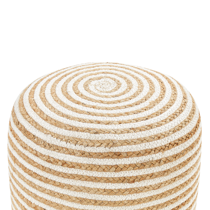 Pouffe Braided Beige Jute 40cm Round Boho Style