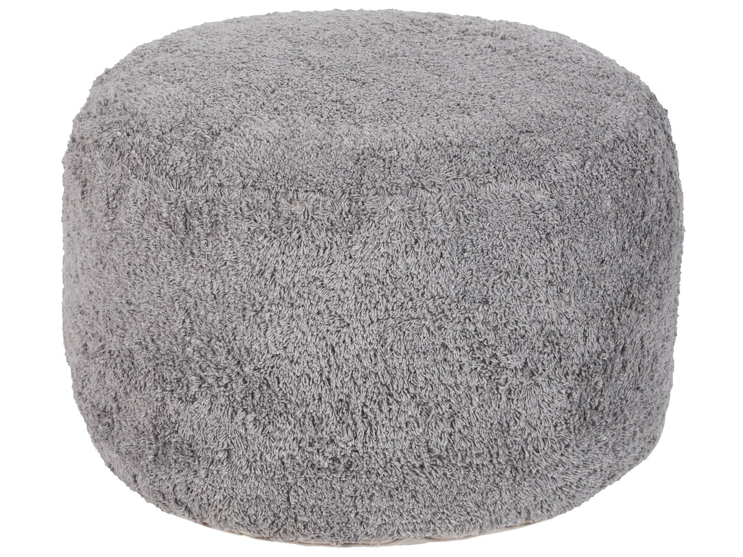 Grey Cotton Pouffe 50 x 35cm Shaggy Decorative Seat Handmade Boho Modern Living Room