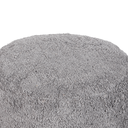 Grey Cotton Pouffe 50 x 35cm Shaggy Decorative Seat Handmade Boho Modern Living Room