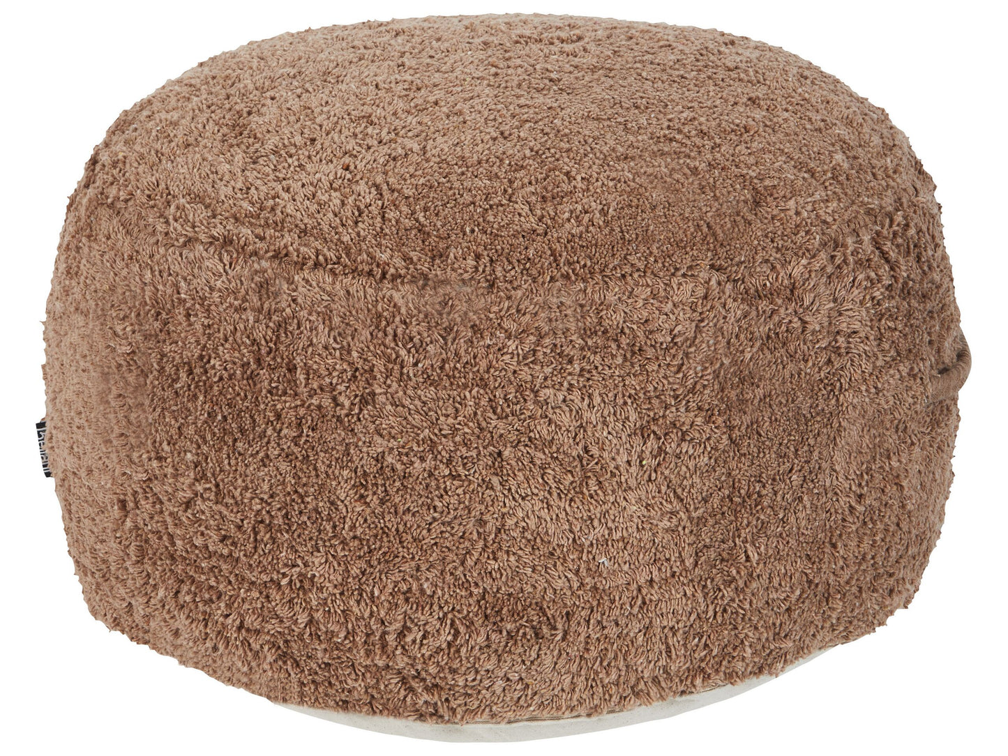 Pouffe Brown Cotton 50 x 35cm Shaggy Handmade Boho Modern