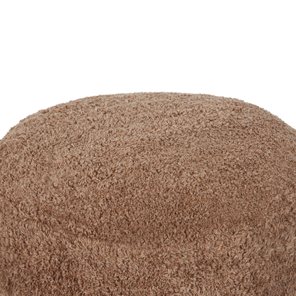 Pouffe Brown Cotton 50 x 35cm Shaggy Handmade Boho Modern