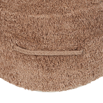 Pouffe Brown Cotton 50 x 35cm Shaggy Handmade Boho Modern