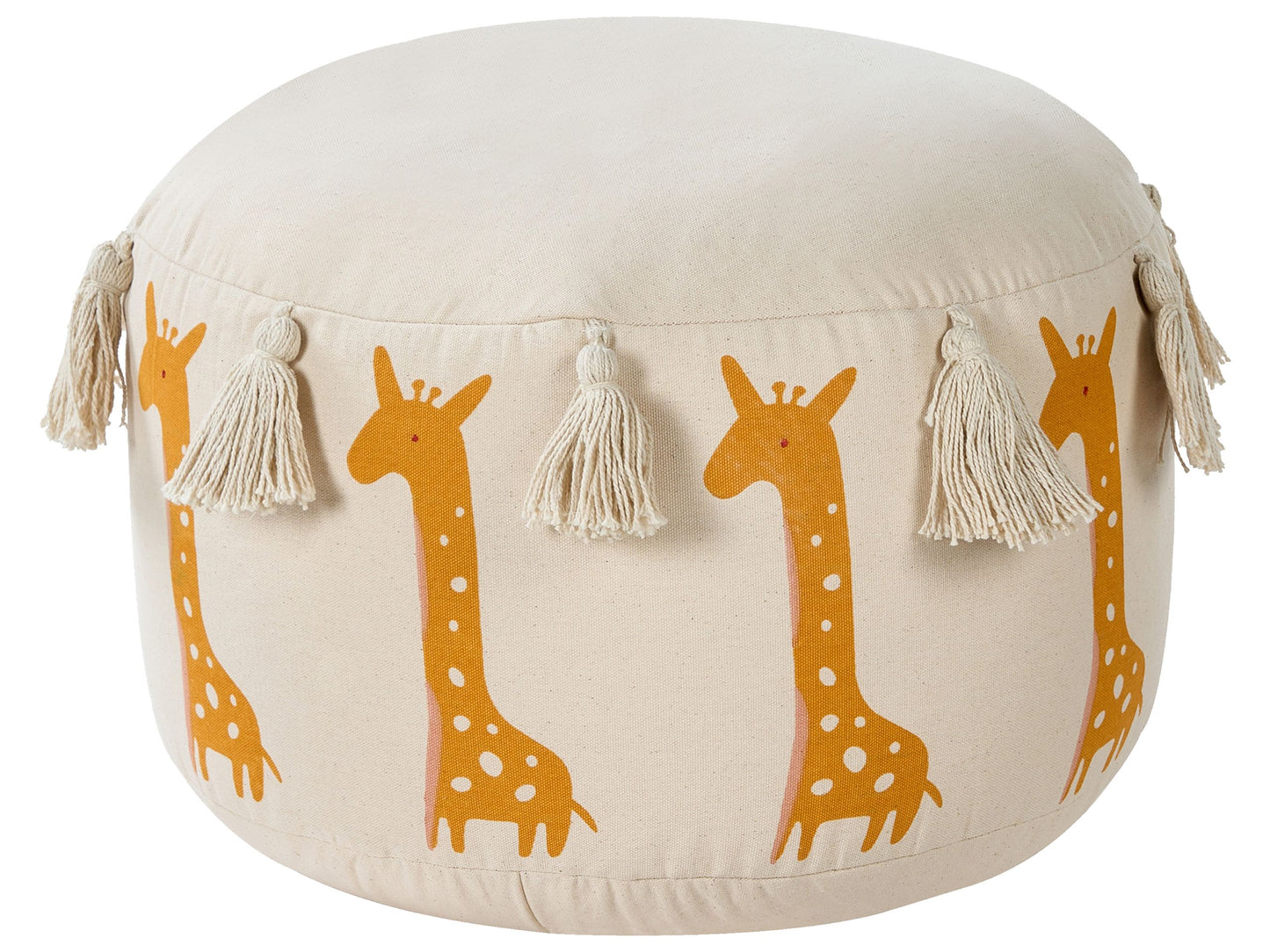 Giraffe Pattern Pouffe Beige 45 x 25cm Handmade