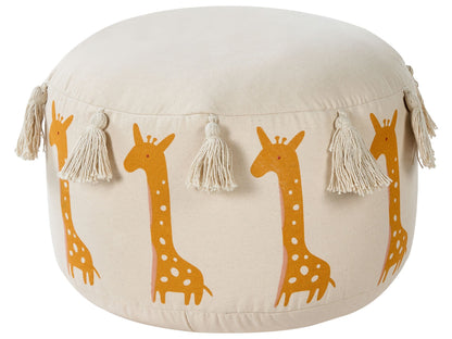Giraffe Pattern Pouffe Beige 45 x 25cm Handmade