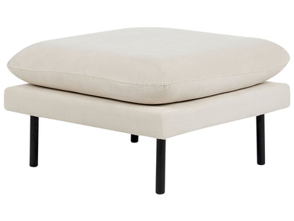 Pillow-Top Ottoman Beige Fabric Footstool With Metal Legs Glamour Style