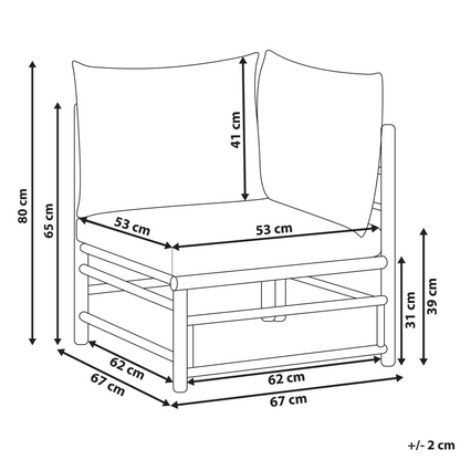Corner 1 Seat Outdoor Modular Sofa Taupe Bamboo Cushions