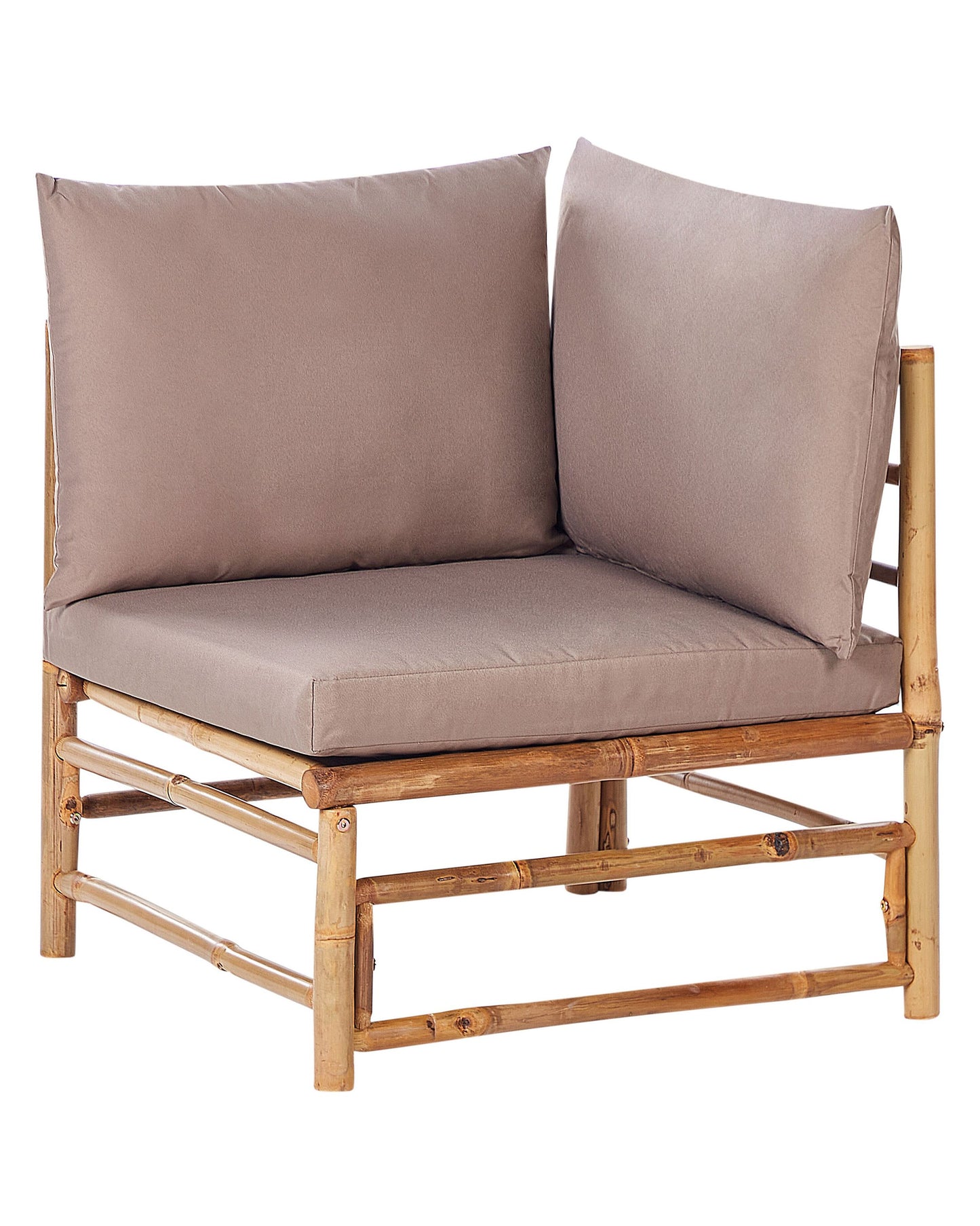 Corner 1 Seat Outdoor Modular Sofa Taupe Bamboo Cushions