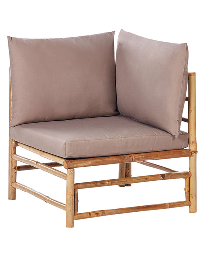 Corner 1 Seat Outdoor Modular Sofa Taupe Bamboo Cushions