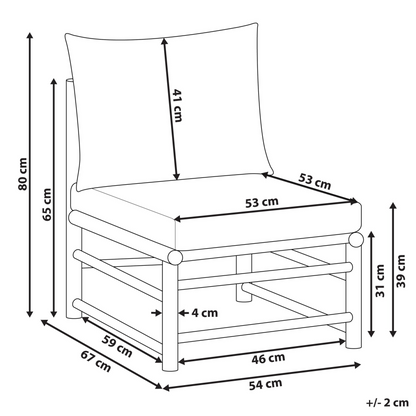1 Seat Taupe Outdoor Modular Chair With Removable Cushions And Bamboo Polyester Fabric