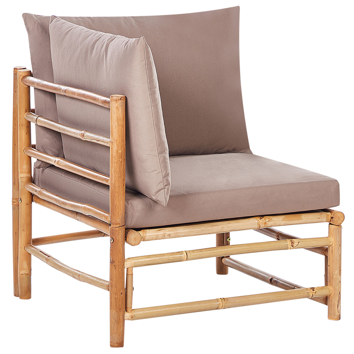 Corner 1 Seat Outdoor Modular Sofa Taupe Bamboo Cushions